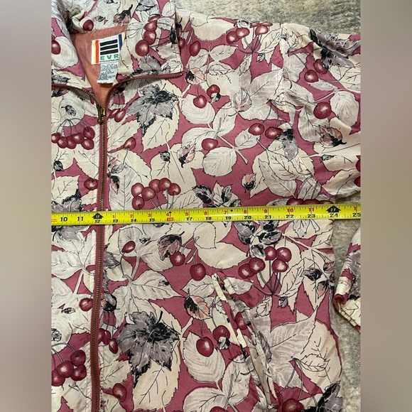 Vintage EVR Women's Silk Floral Print Full Zip Bomber Windbreaker Jacket Medium - Picture 5 of 9